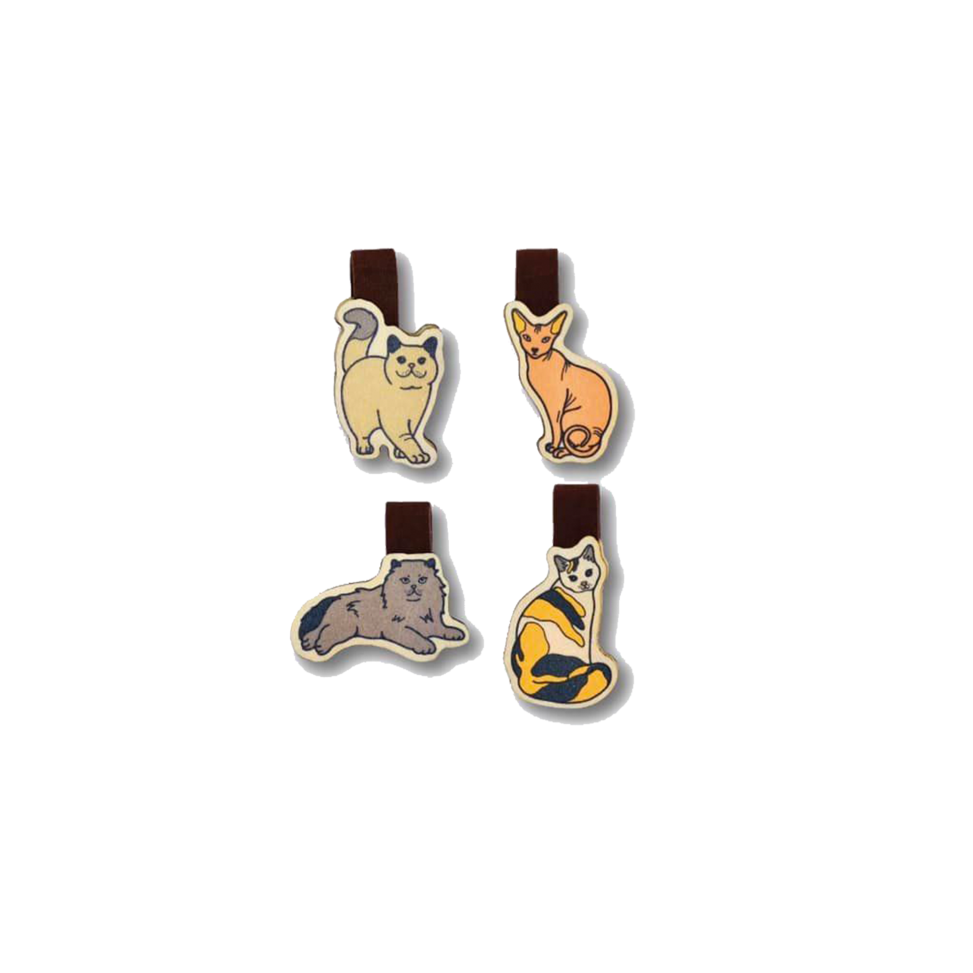 Bộ Sưu Tập Set 4 Kẹp Sách Gỗ Chú Mèo