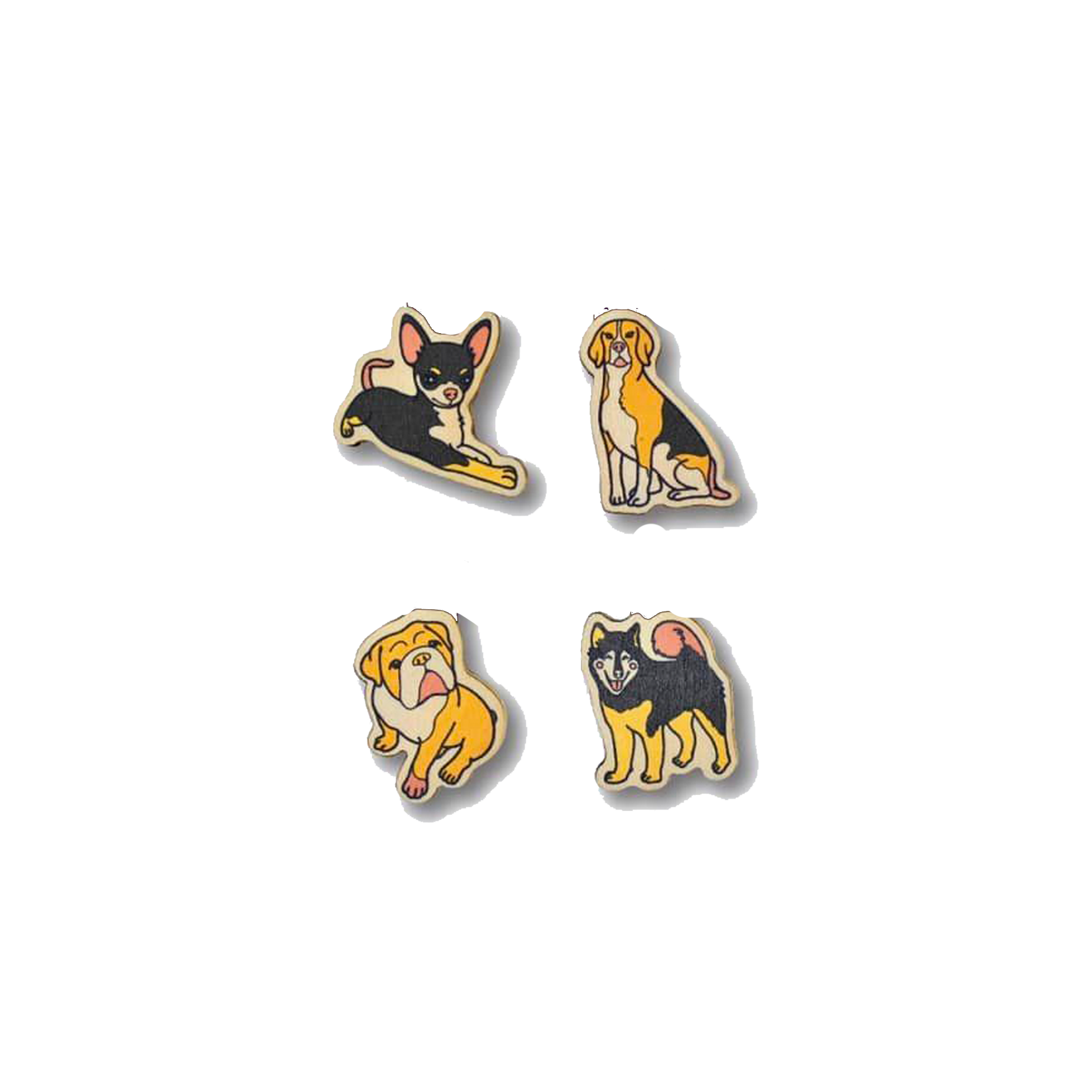 Bộ Sưu Tập Set 4 Pin Gỗ Chú Chó