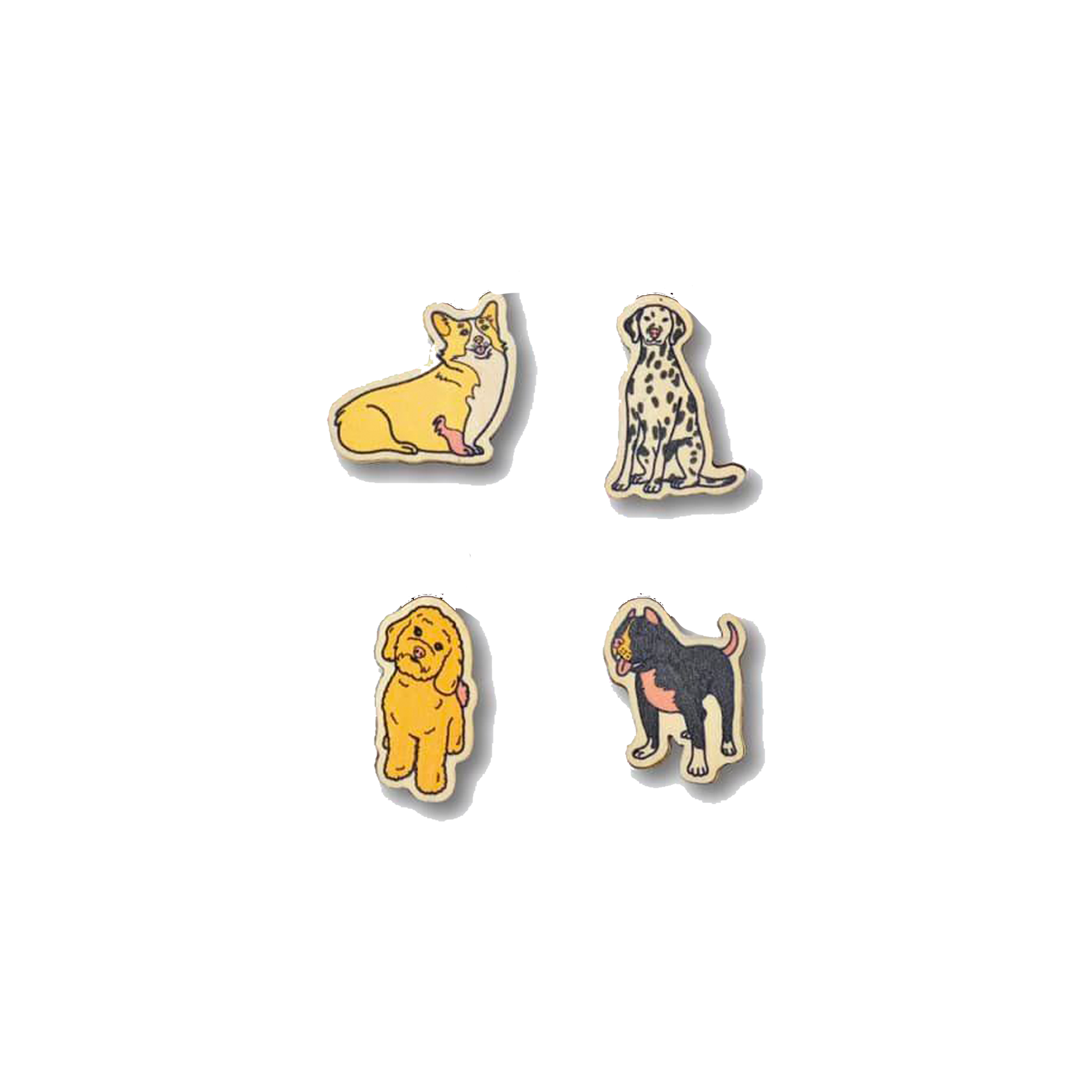 Bộ Sưu Tập Set 4 Pin Gỗ Chú Chó
