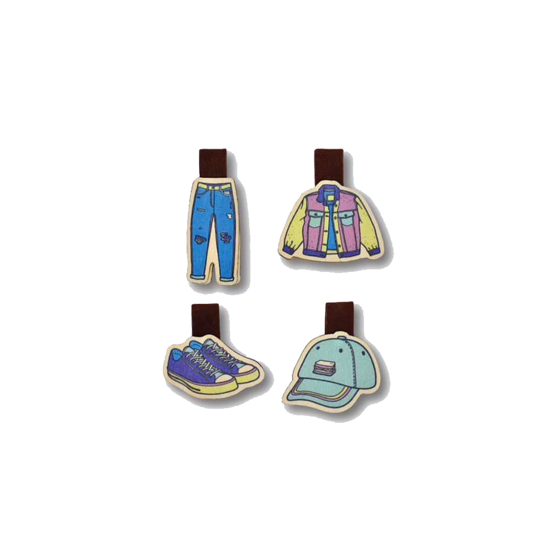 Set 4 Kẹp Sách Gỗ Streetwear