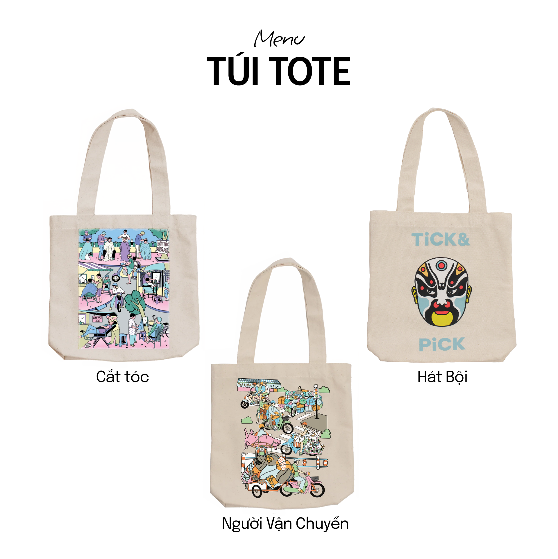 COMBO RONG CHƠI: Gồm 01 Túi Tote + 01 Bao da Hộ chiếu + 01 Nón