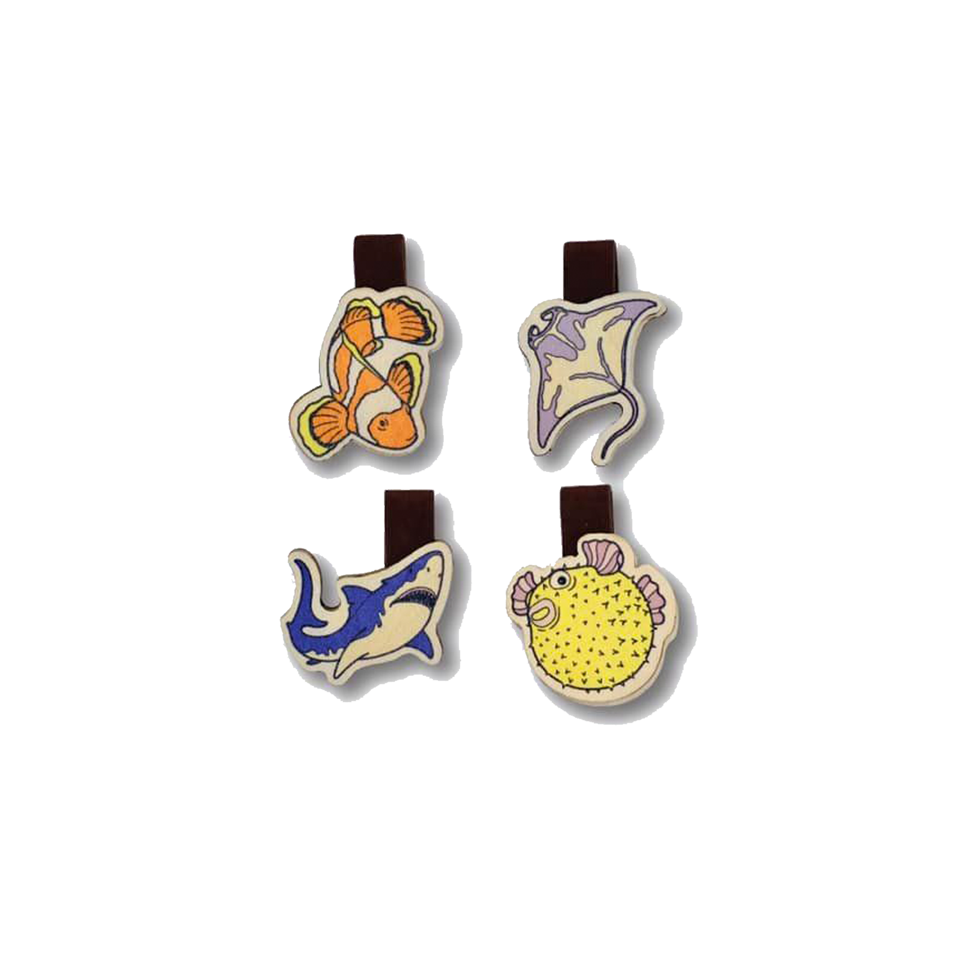 Bộ Sưu Tập Set 4 Kẹp Sách Gỗ Cá Biển
