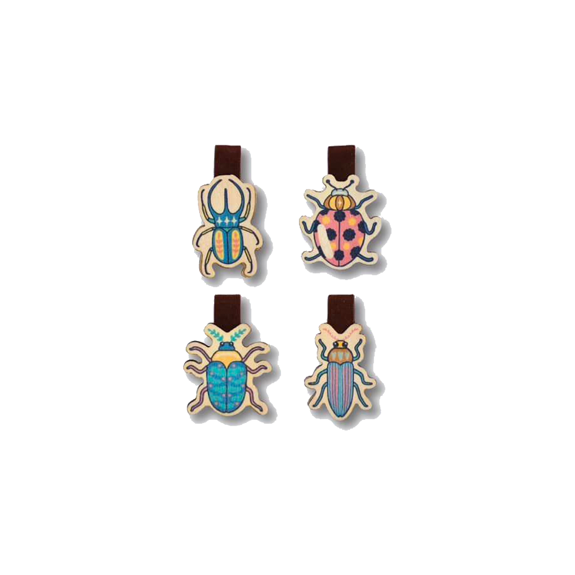 Bộ Sưu Tập Set 4 Kẹp Sách Gỗ Lớp Côn Trùng