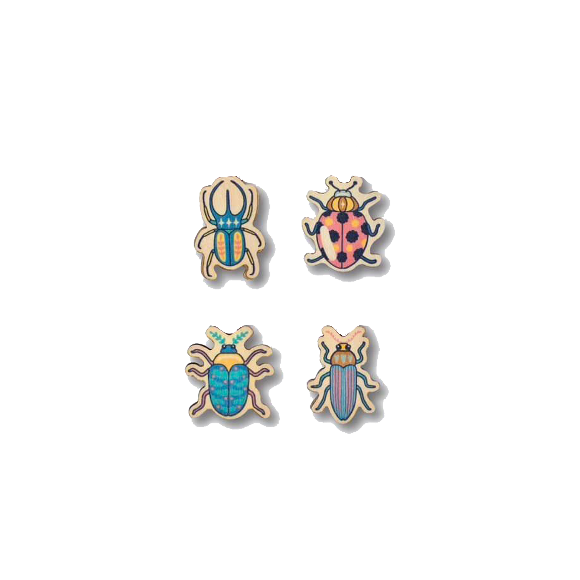 Bộ Sưu Tập Set 4 Pin Gỗ Lớp Côn Trùng