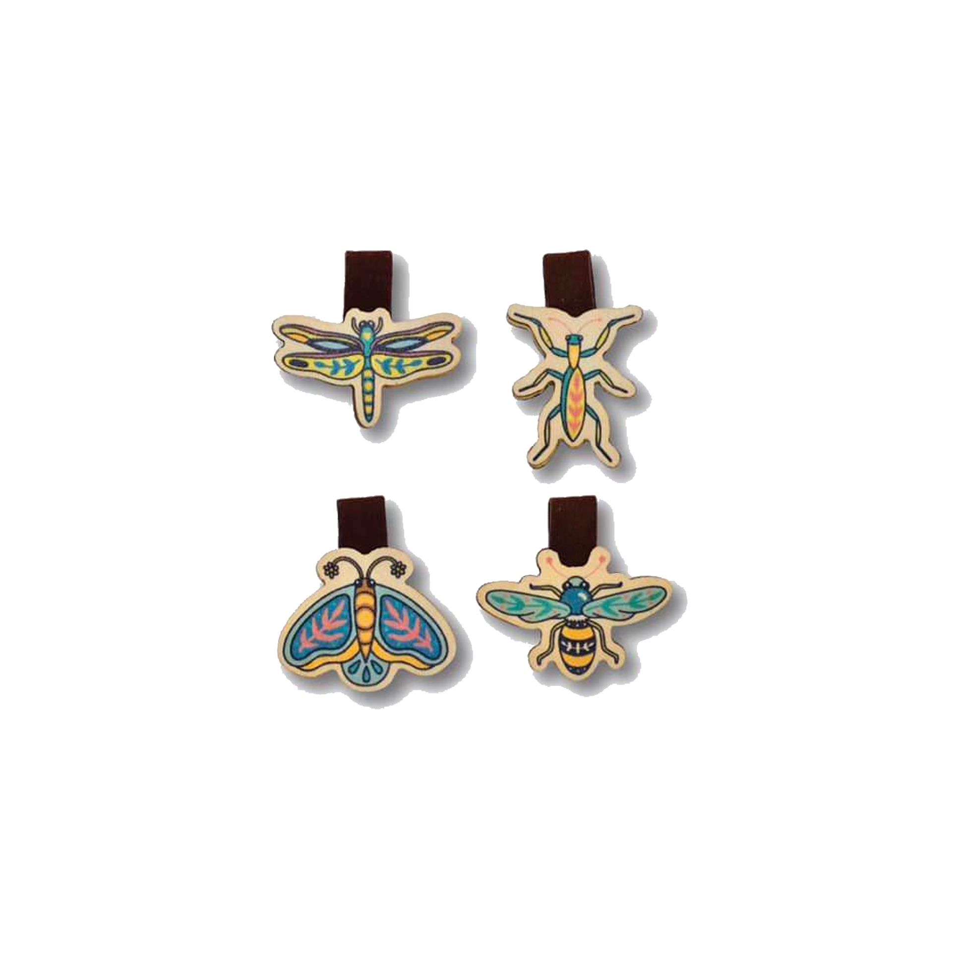 Bộ Sưu Tập Set 4 Kẹp Sách Gỗ Lớp Côn Trùng