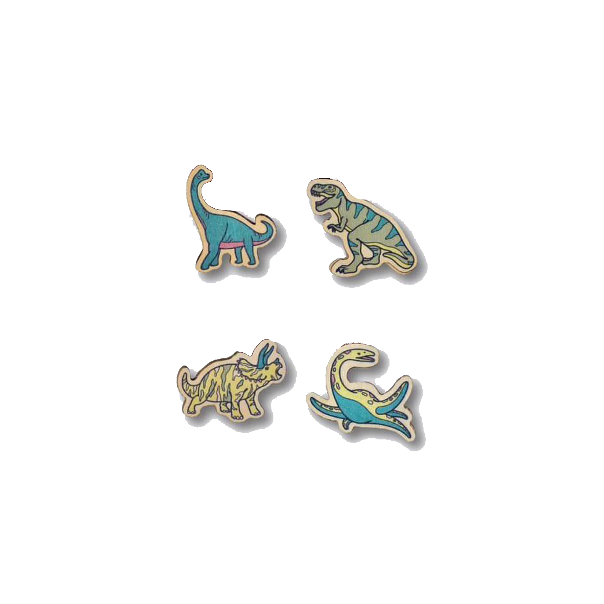 Bộ Sưu Tập Set 4 Pin Gỗ Khủng Long