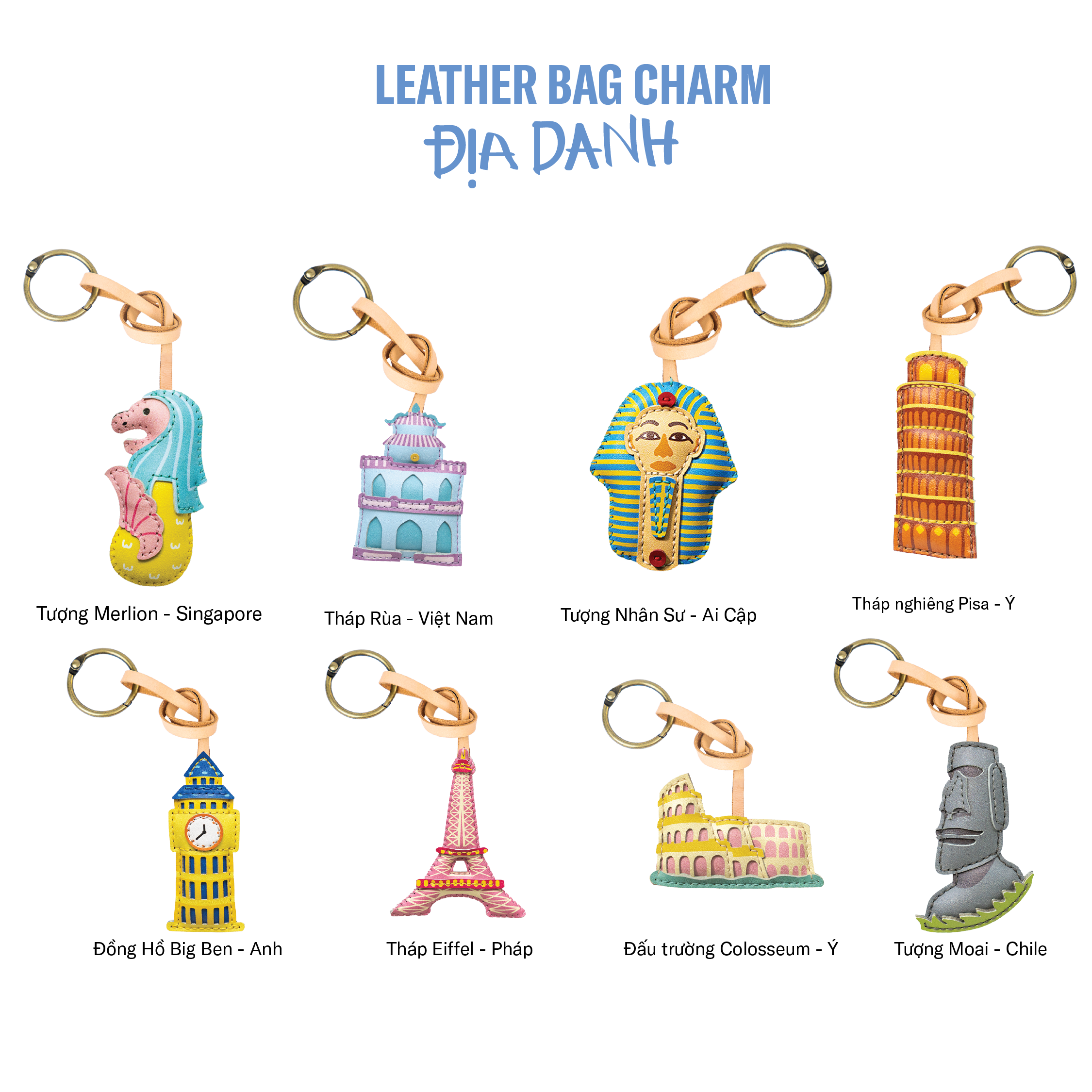 Bộ Sưu Tập Móc Khóa Da Địa Danh