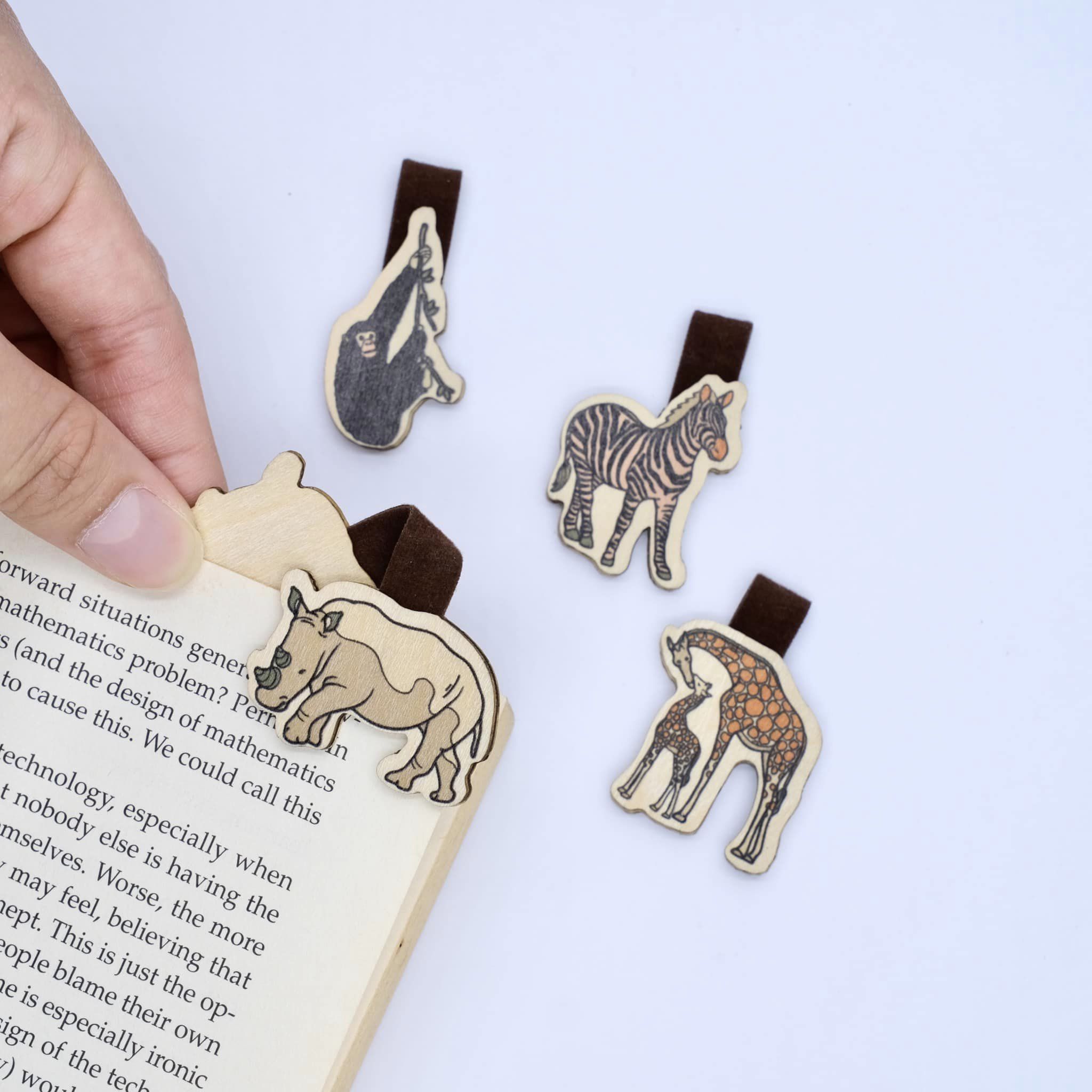 Bộ Sưu Tập Set 4 Kẹp Sách Gỗ Động Vật