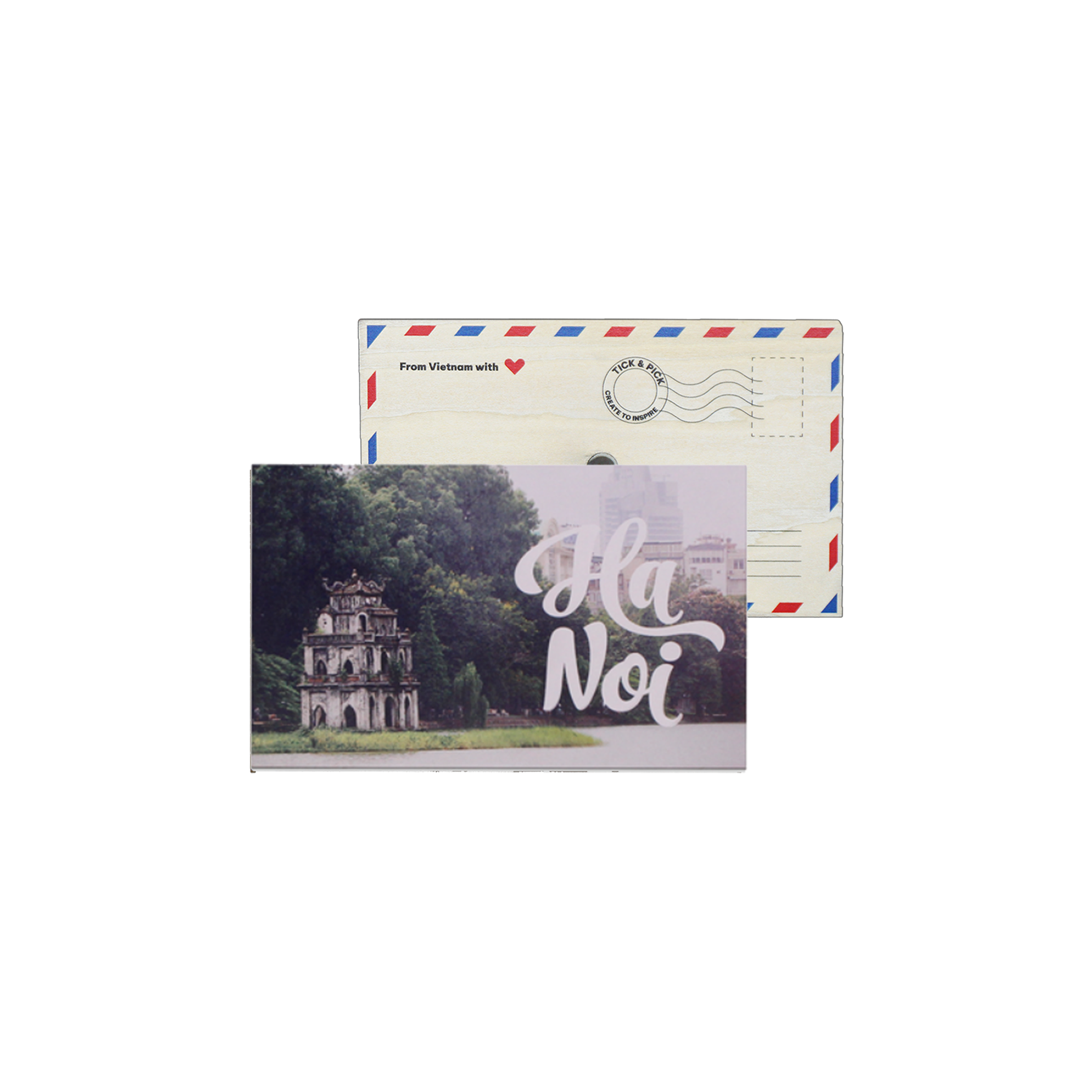 Bưu Thiếp Gỗ Nam Châm Hà Nội