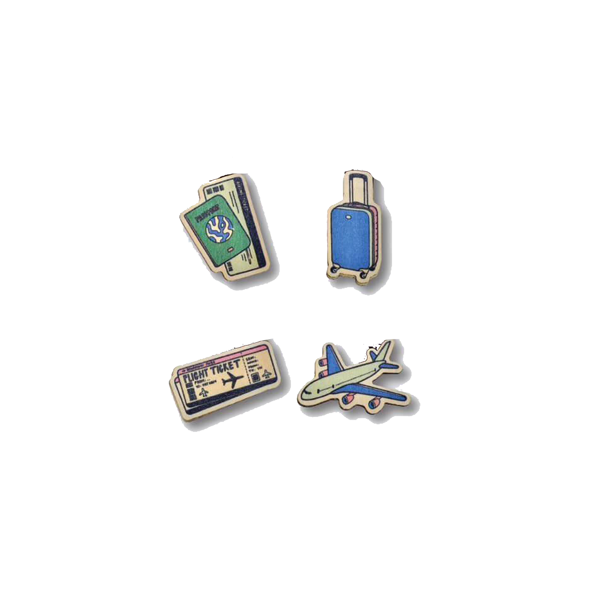 Set 4 Pin Gỗ Travel Collection