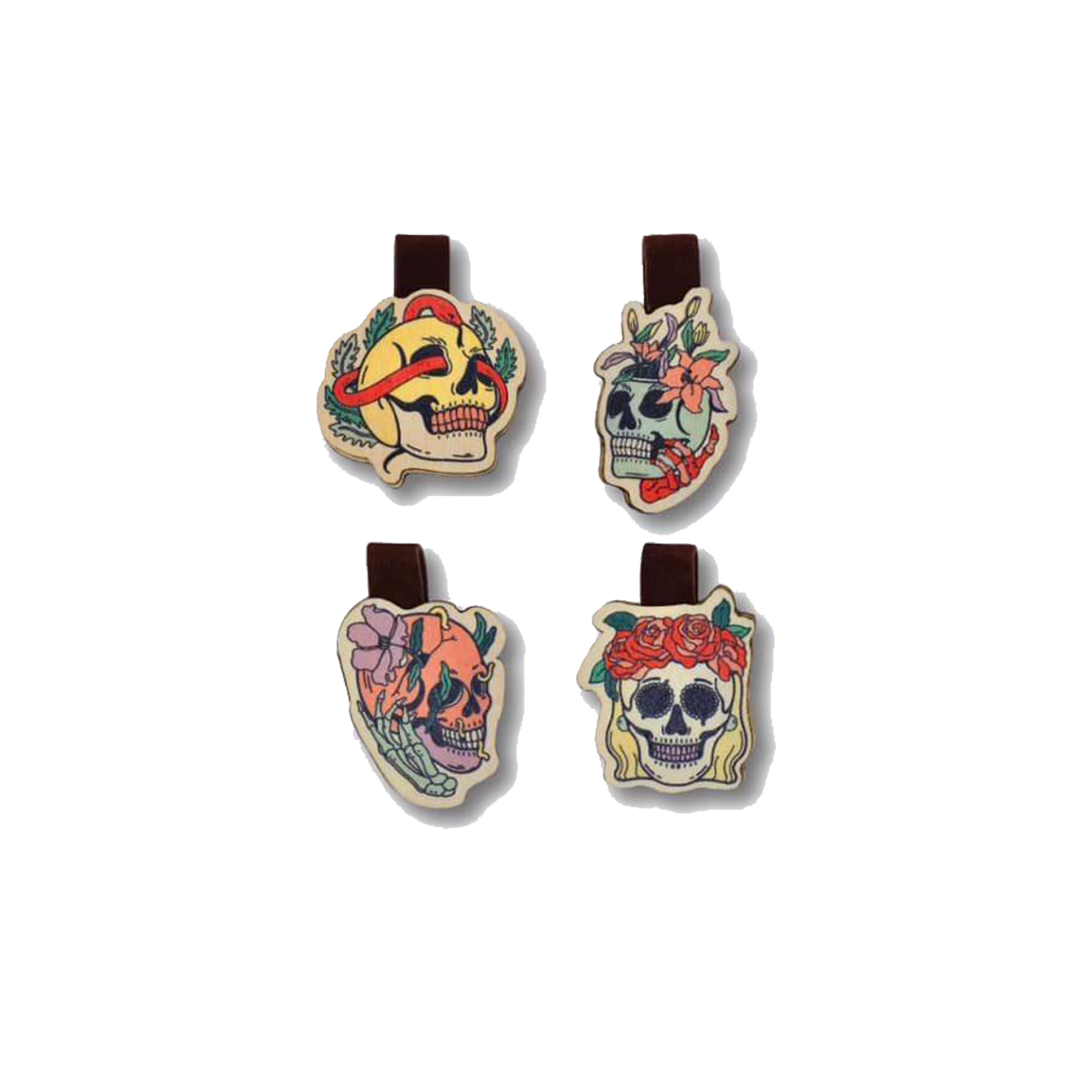 Set 4 Kẹp Sách Gỗ Skull Collection