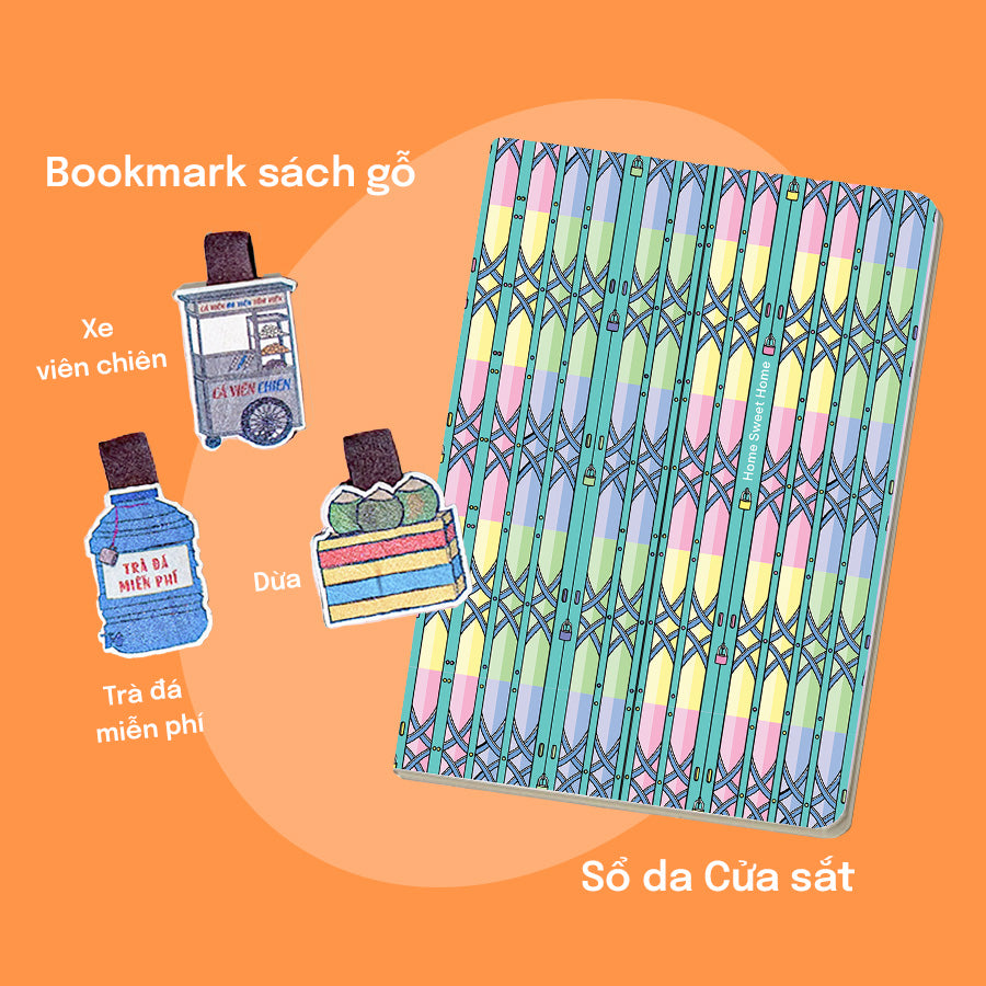 COMBO HÍ HOÁY: Gồm 03 Bookmark Sách Gỗ + 01 Sổ da