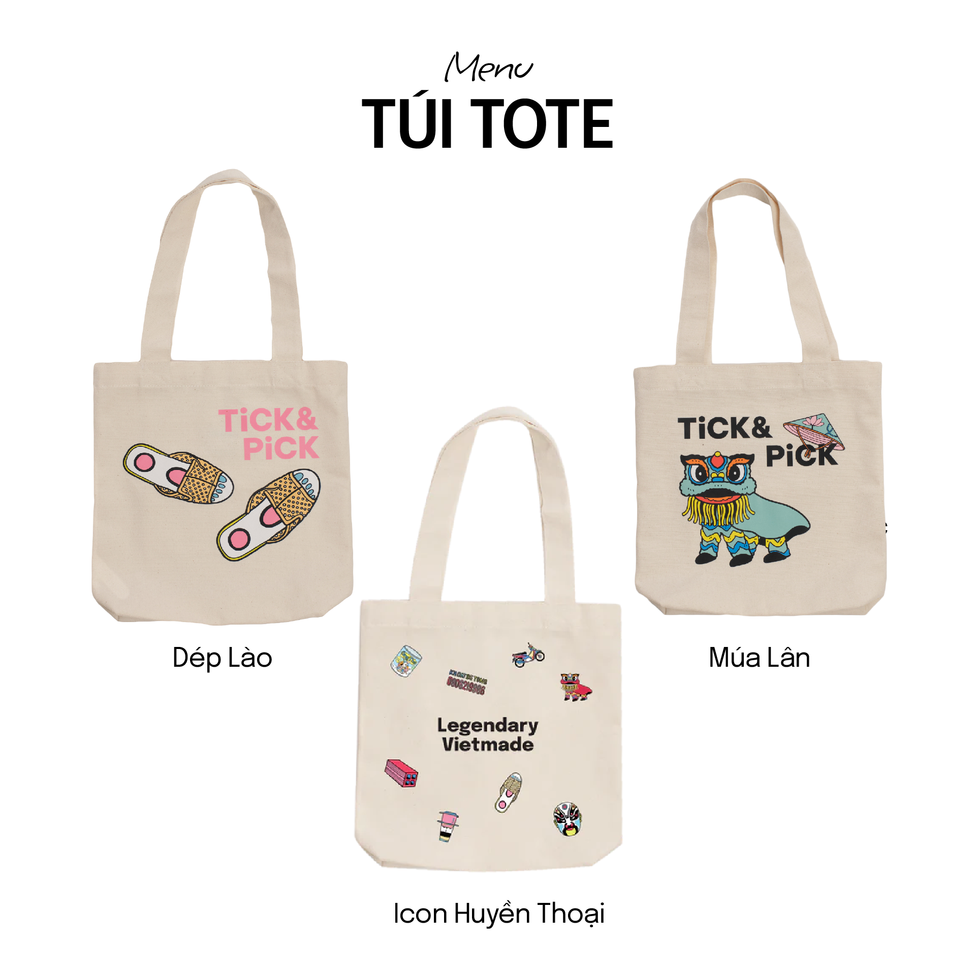 COMBO RONG CHƠI: Gồm 01 Túi Tote + 01 Bao da Hộ chiếu + 01 Nón