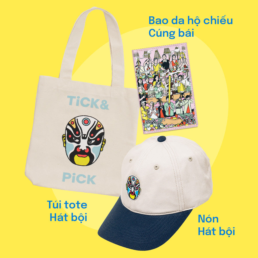 COMBO RONG CHƠI: Gồm 01 Túi Tote + 01 Bao da Hộ chiếu + 01 Nón