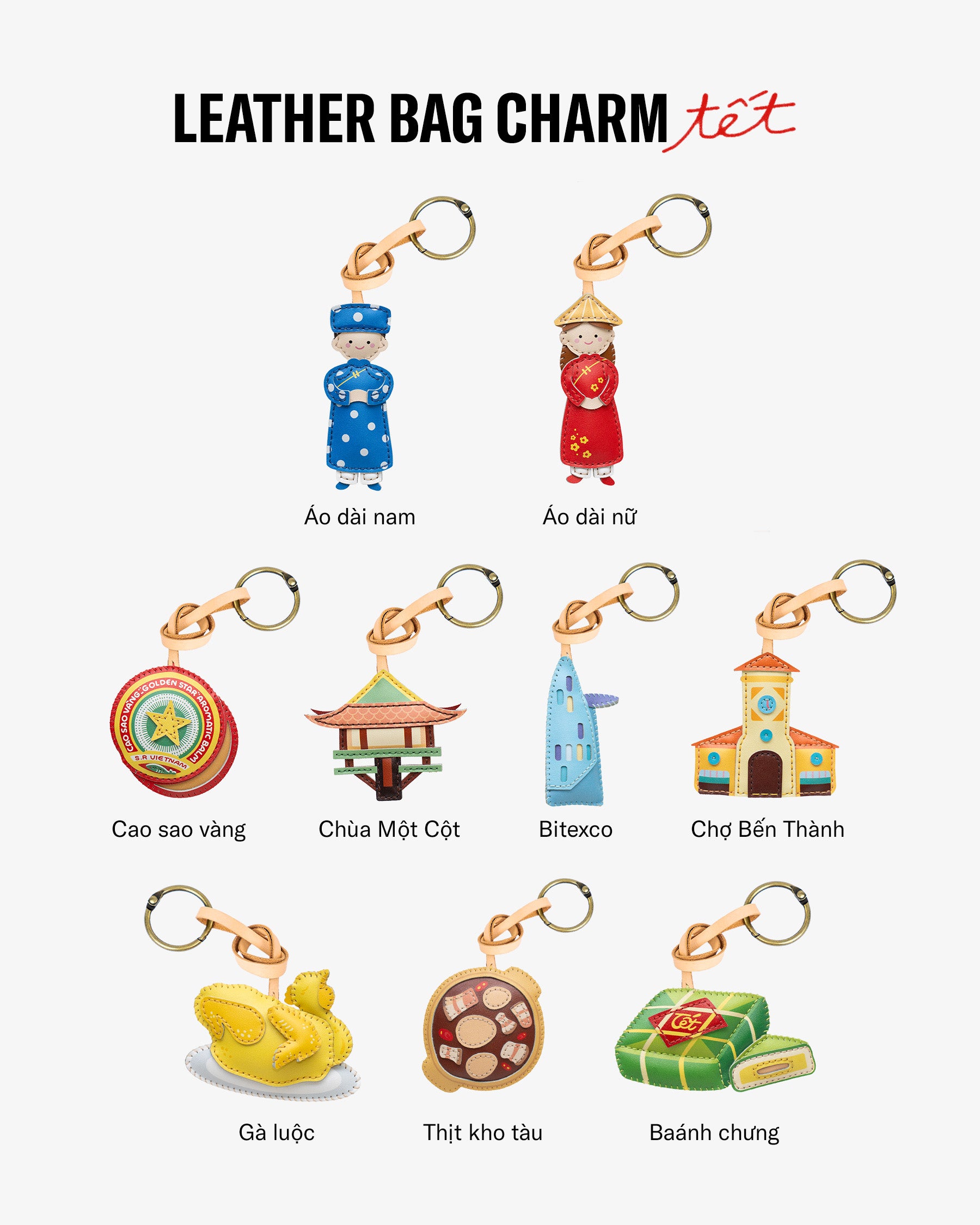 Bộ Sưu Tập Móc Khóa Da Chủ Đề Tết Việt Nam