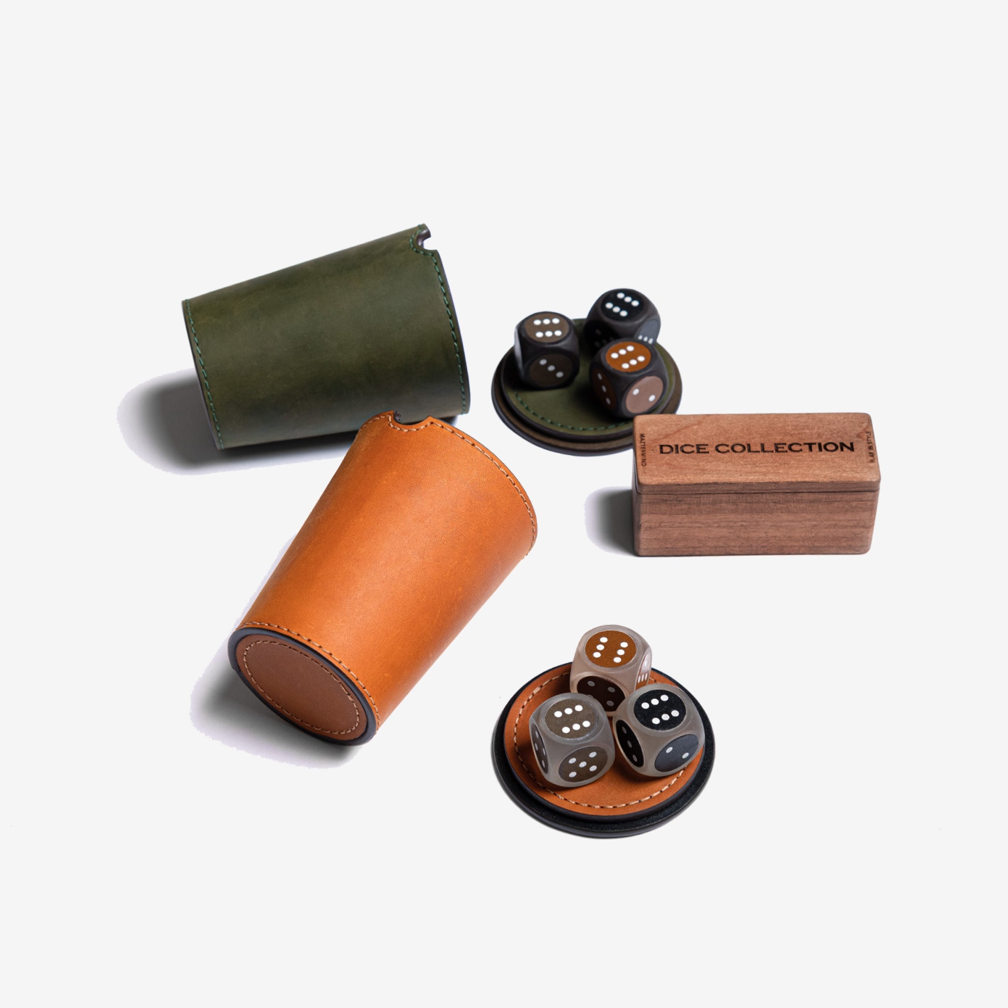 Leather Dice Shaker Cup Set