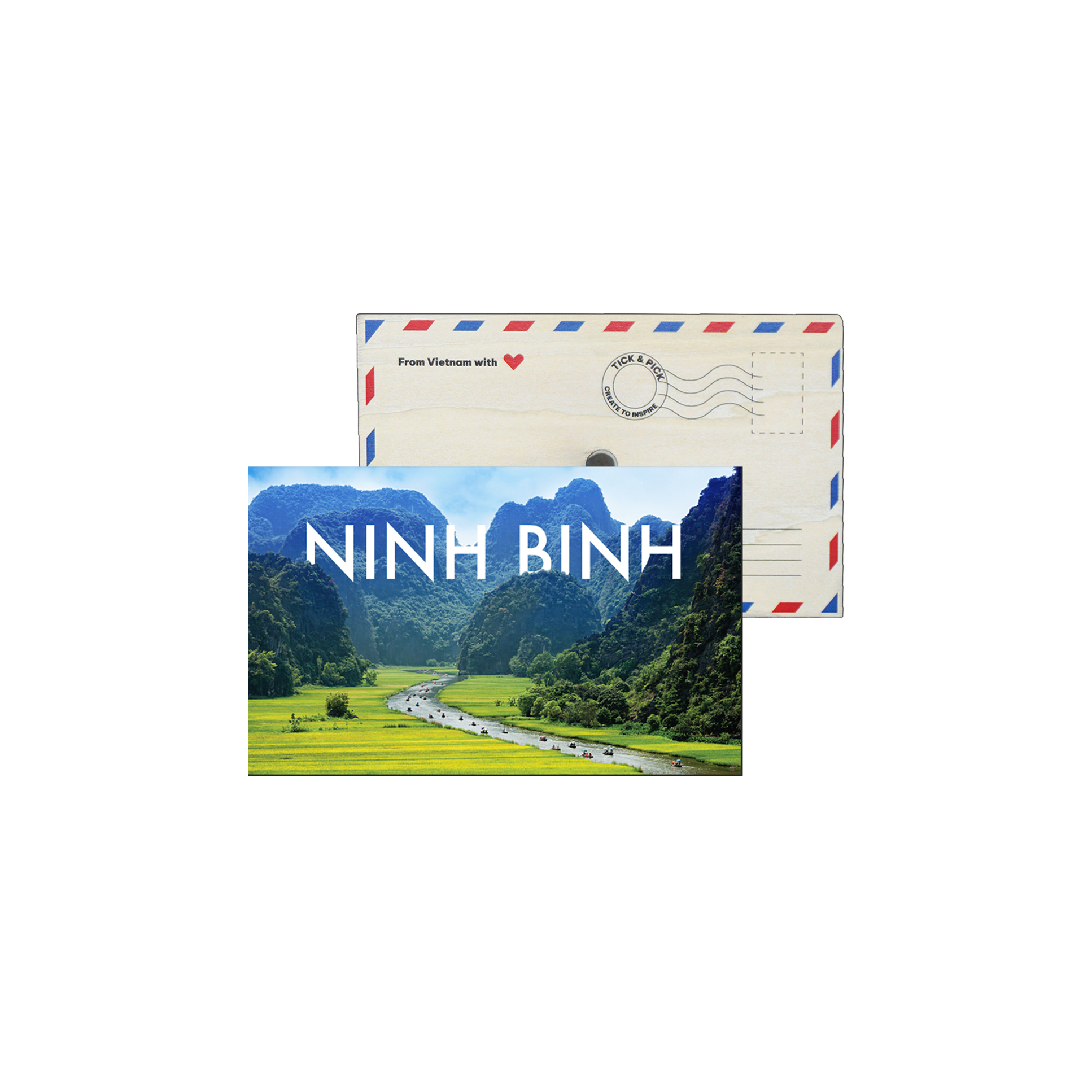 Bưu Thiếp Gỗ Nam Châm Ninh Bình